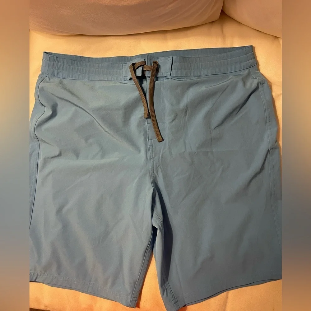 Mens Prana Riveter Shorts 36 X 9 Performance Water Boardshort Swim Blue UV 50+